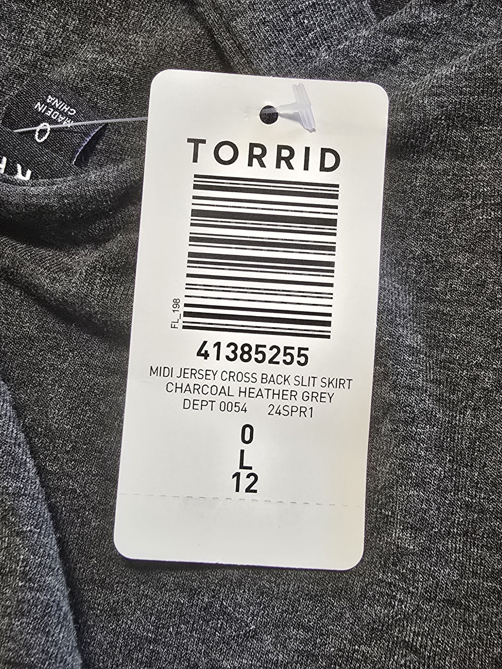 Torrid Midi Jersey Cross Back Slit Skirt Charcoal Heather Grey Size 0, L, 12 NEW - Picture 9 of 12